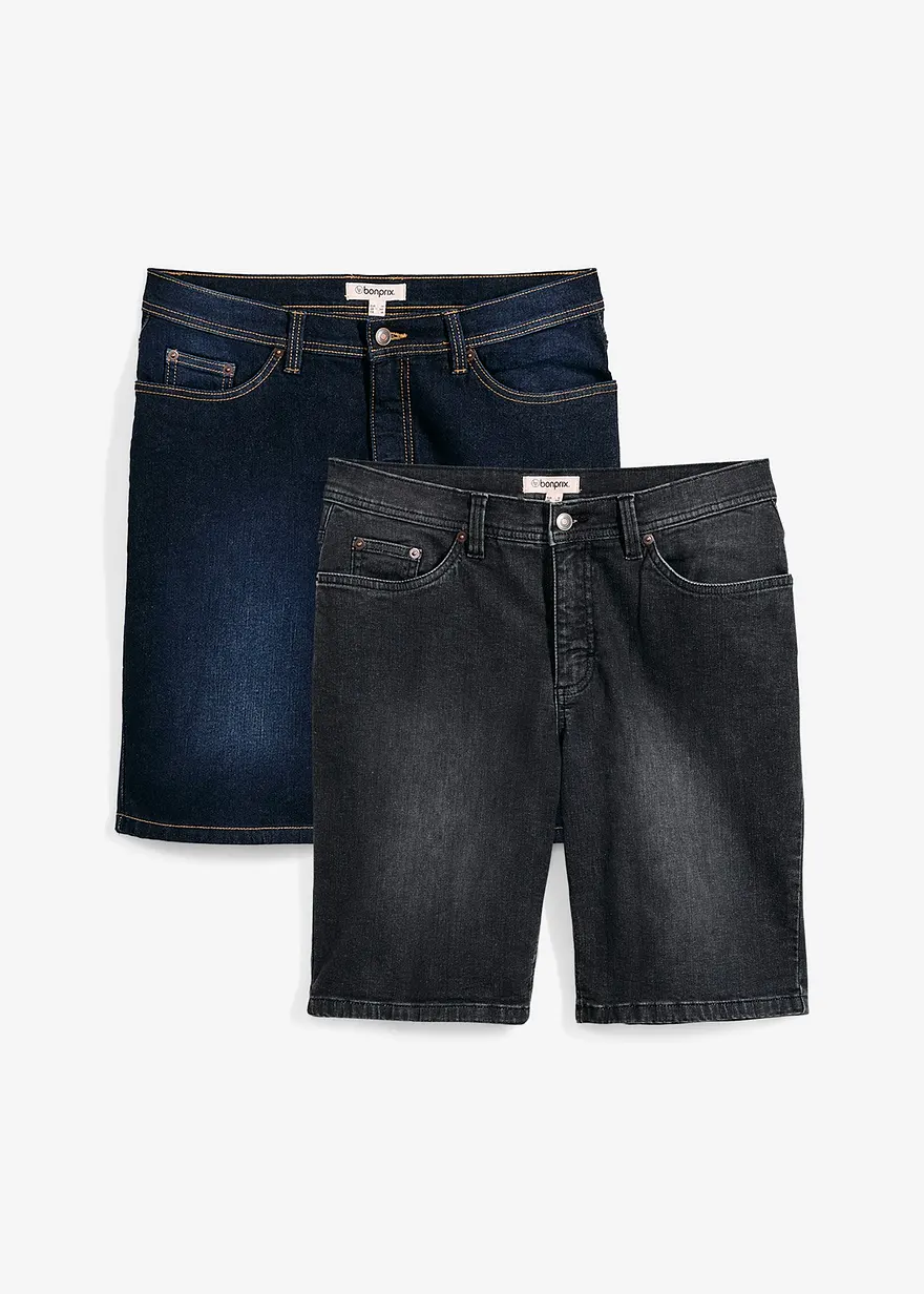 Stretch-Jeans-Bermuda, Regular Fit (2er Pack)