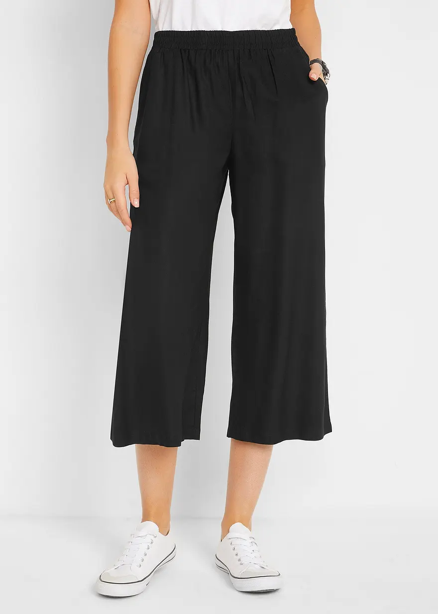 3/4-Hose mit Bequembund aus Viskose
