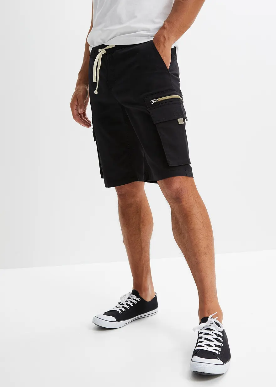 Stretch-Schlupf-Bermuda mit Cargotaschen, Regular Fit