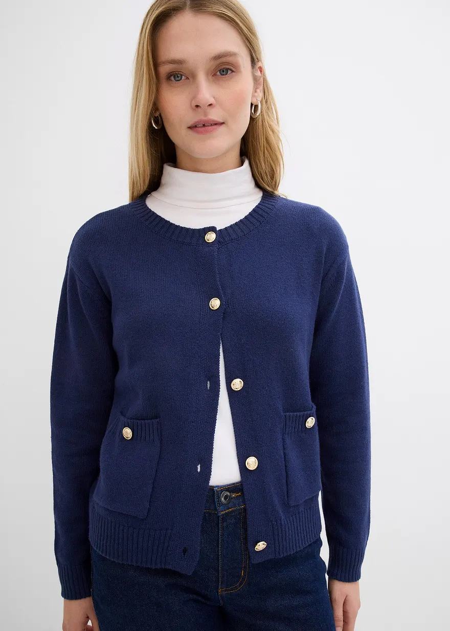 Feinstrickjacke mit Taschen