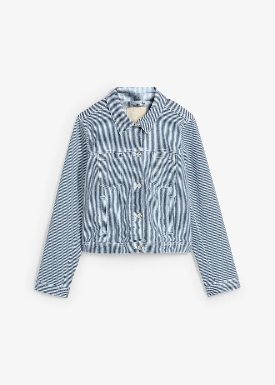 gestreifte Jeansjacke, verkürzt