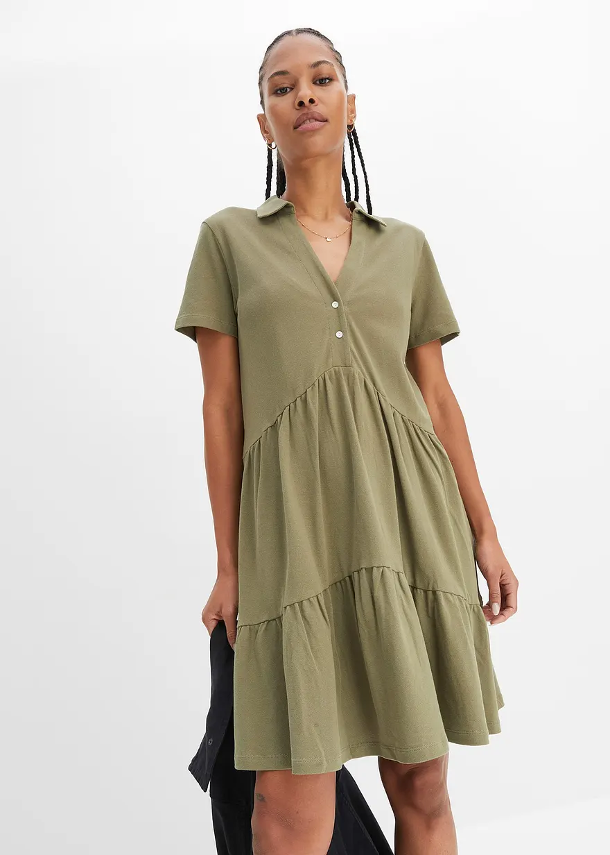 Shirtkleid mit Polokragen aus Biobaumwolle