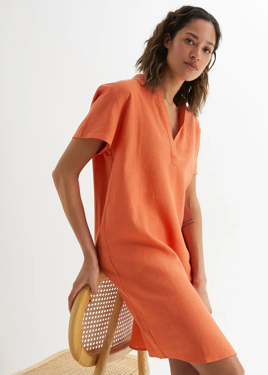Tunika-Kleid aus leichtem Leinen-Mix