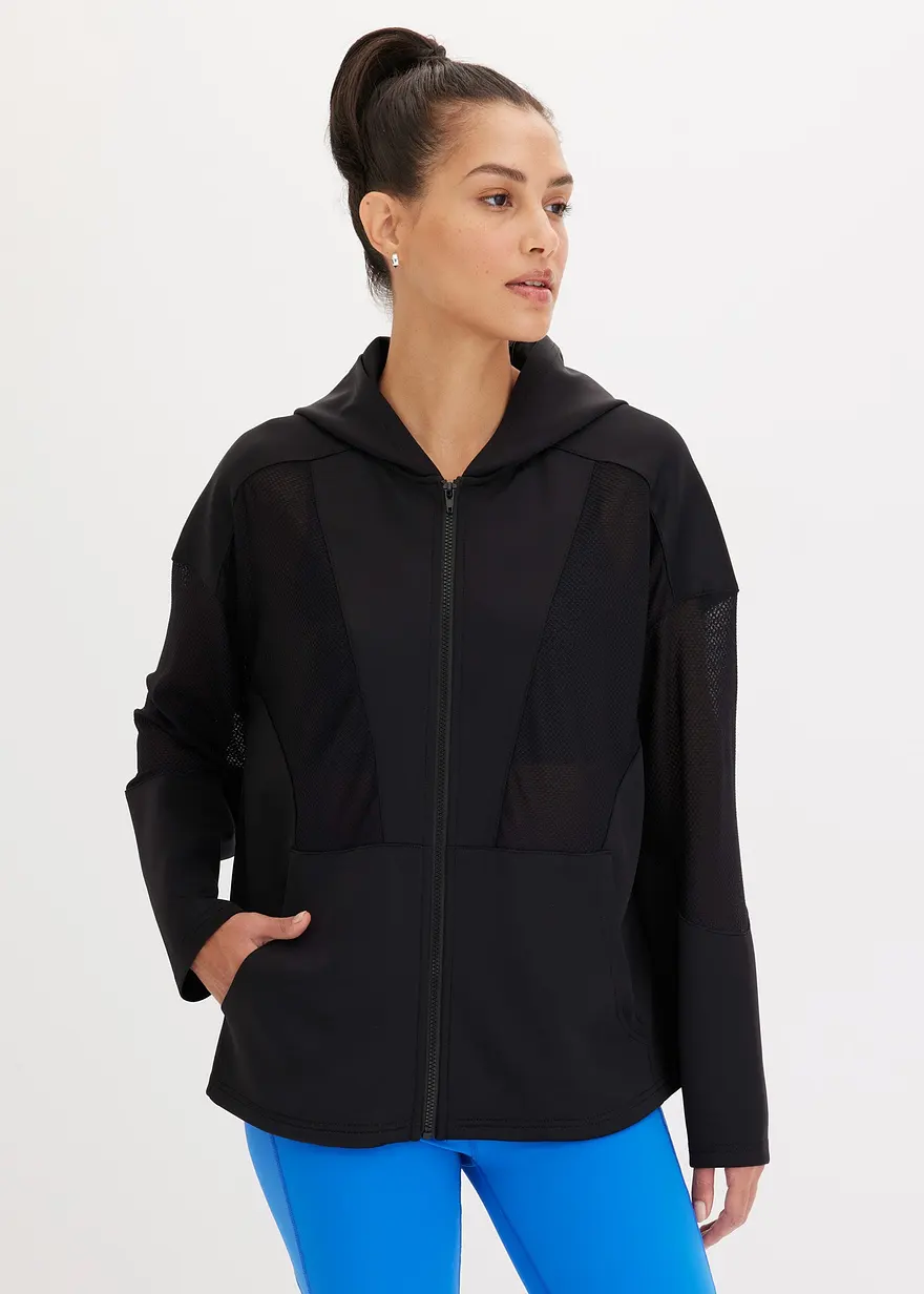 Funktions-Sportjacke mit transparentem Mesh, oversized
