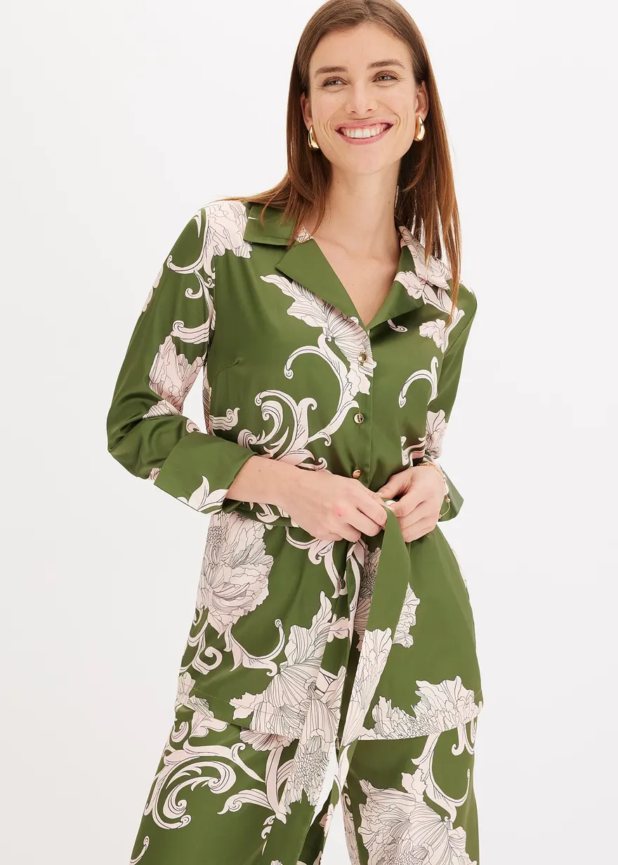 bedruckte Satin-Bluse