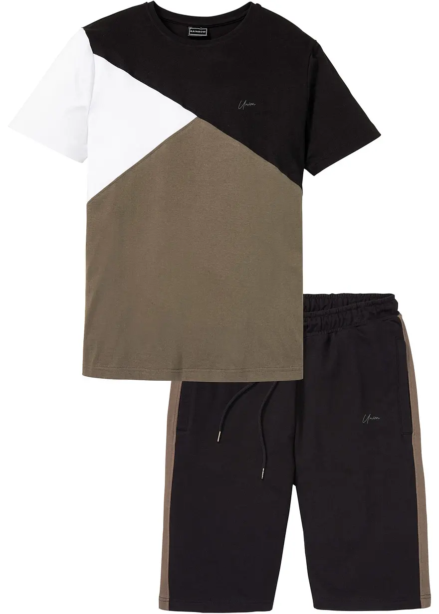 T-Shirt und Sweat-Bermuda aus reiner Baumwolle (2-tlg.Set)