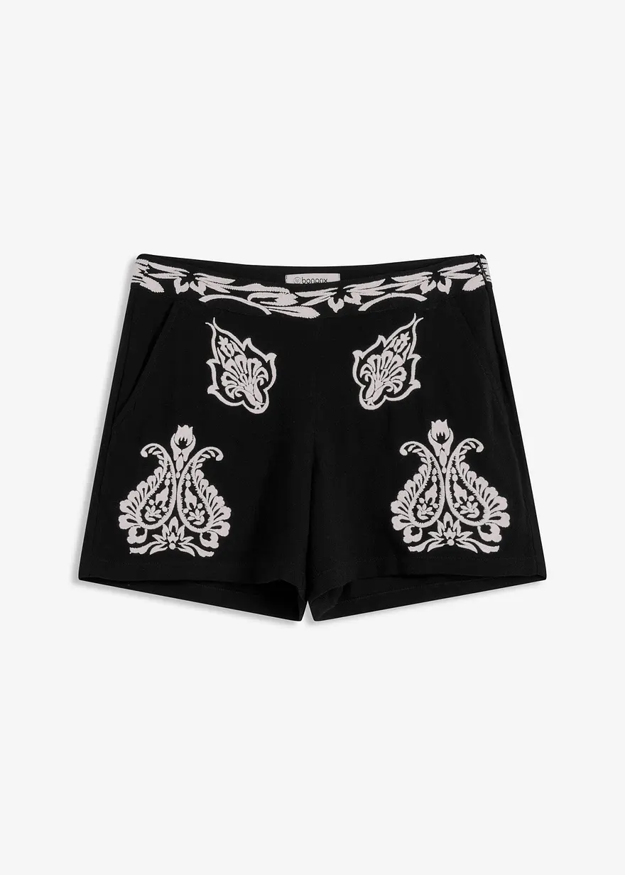 Shorts mit Stickerei aus softem Viskose Mix
