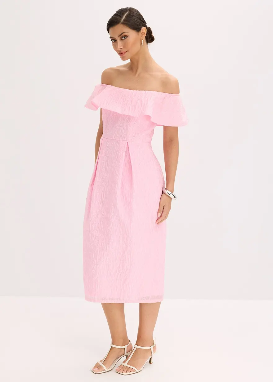 Carmen-Kleid aus glänzendem Jacquard