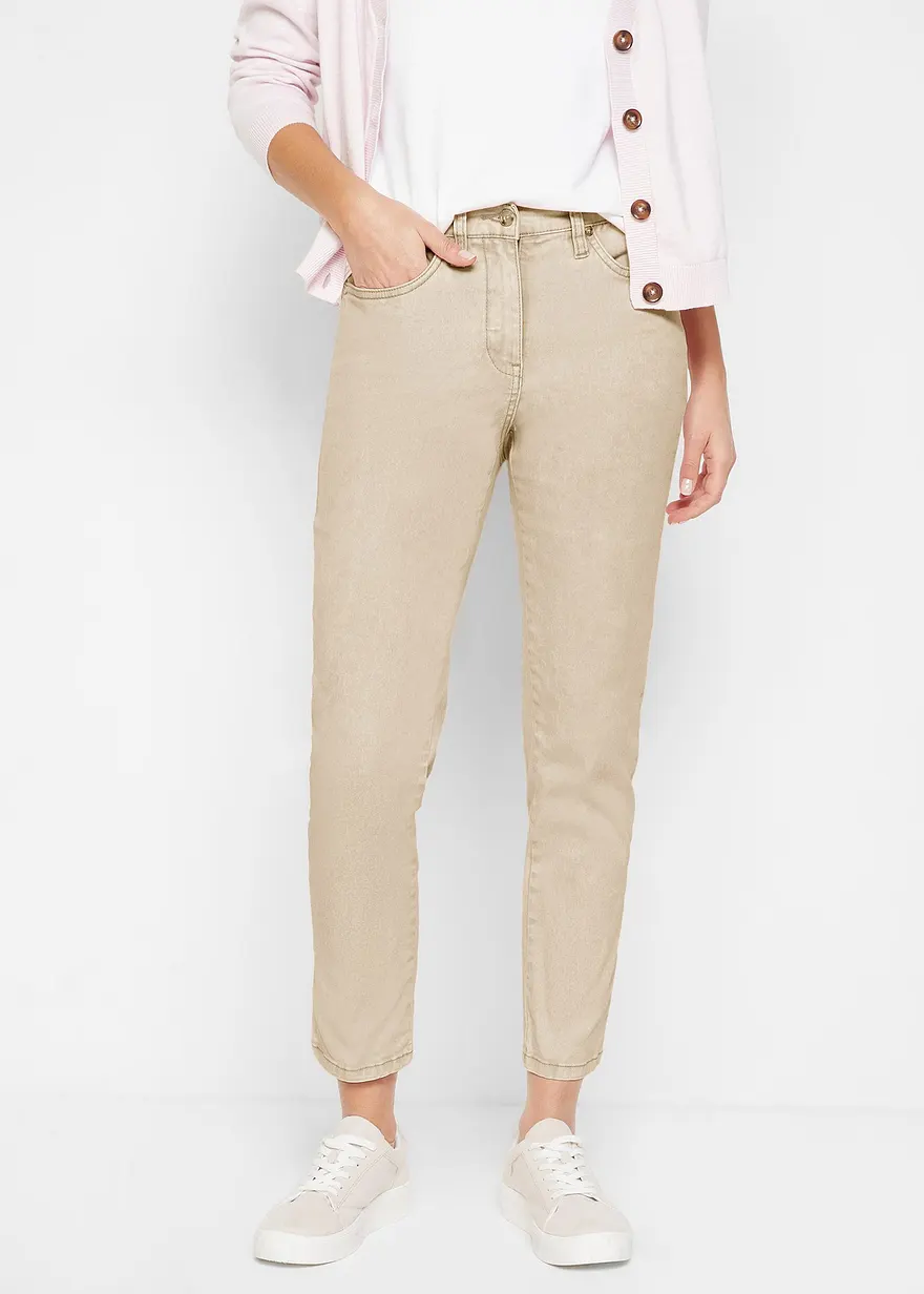 Verkürzte Twill-Hose im Used-Look