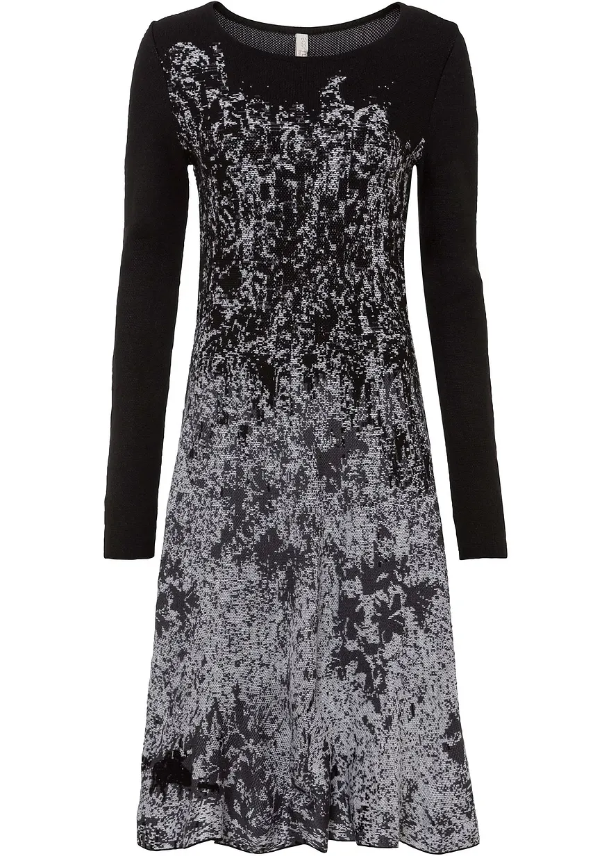 Ausgestelltes Jacquard-Strickkleid