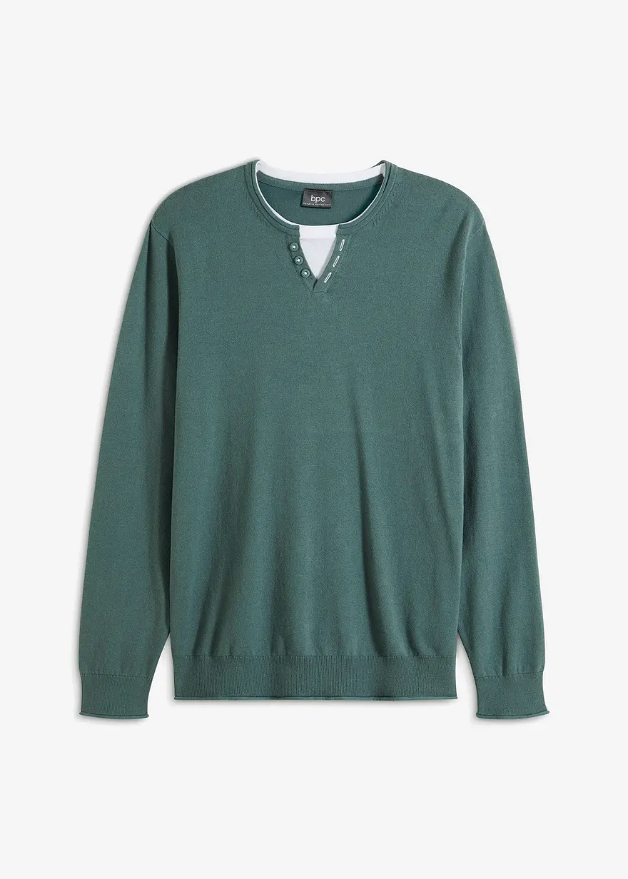 Feinstrickpullover in 2 in 1 Optik