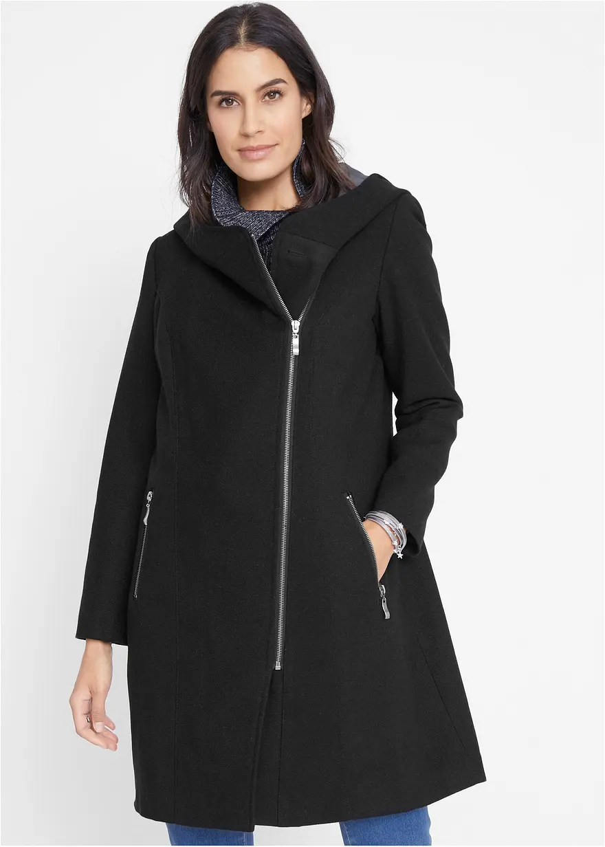 Longjacke mit schrägem Reißverschluss