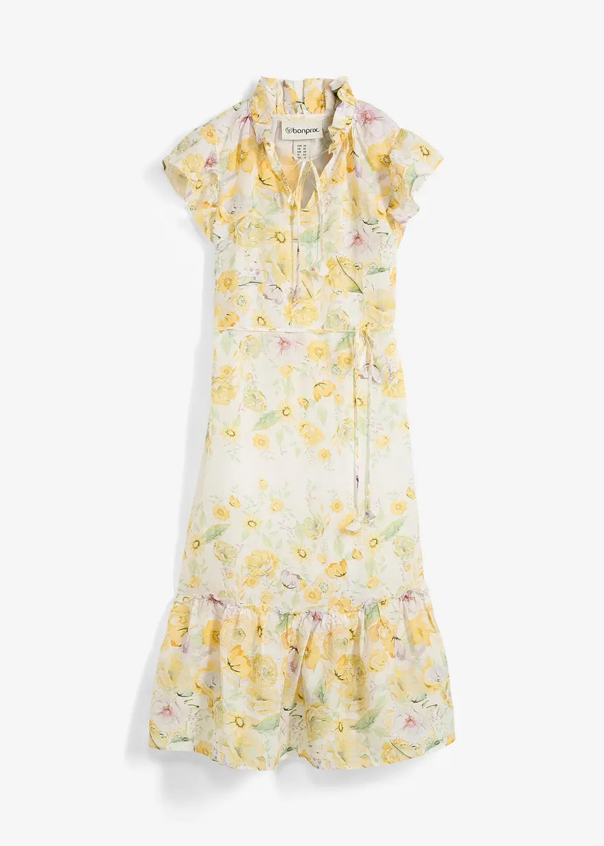 Maxikleid aus Ramie und zartem Blütendruck