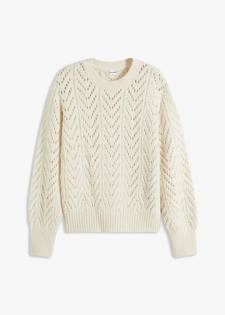 Flauschpullover mit Lochmuster