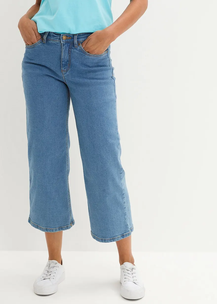 Wide Leg Jeans Mid Waist, cropped