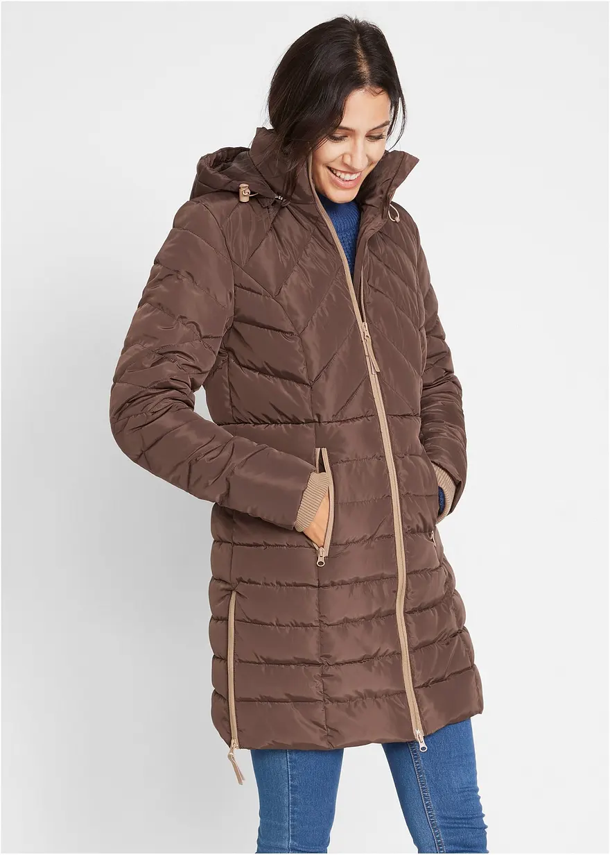 Long-Steppjacke mit Wattierung