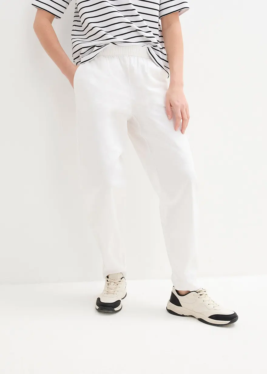 Hose aus Baumwoll-Leinen-Mix, High-Waist