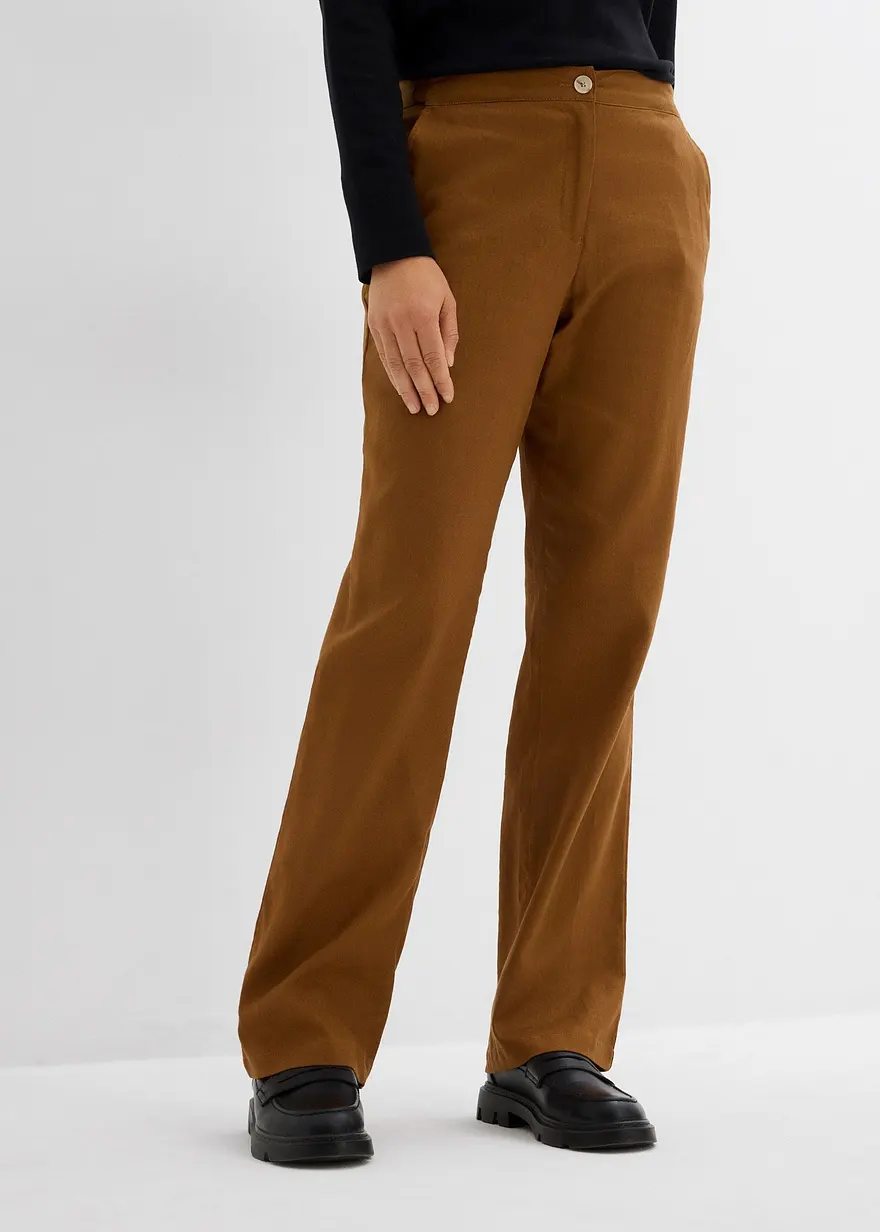 High-Waist-Hose aus Leinen-Viskose-Mix