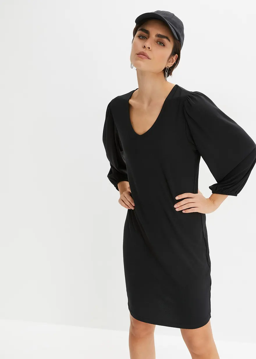 Jerseykleid mit Volumenärmeln