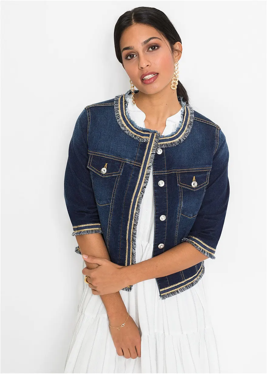 Jeansjacke mit Fransen