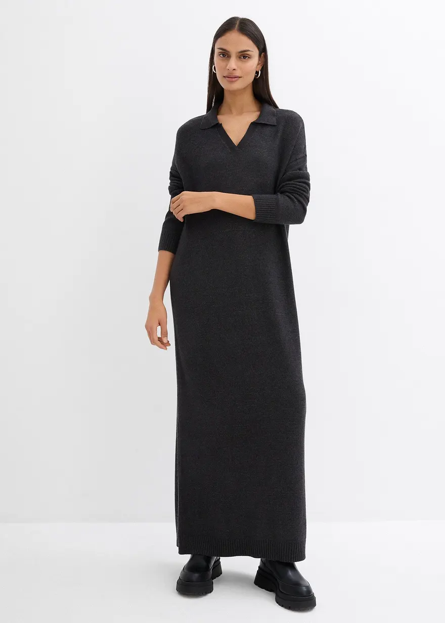 Strickkleid mit Polokragen aus Viskose-Mix
