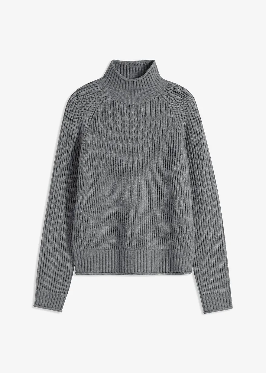 Strickpullover mit Stehkragen