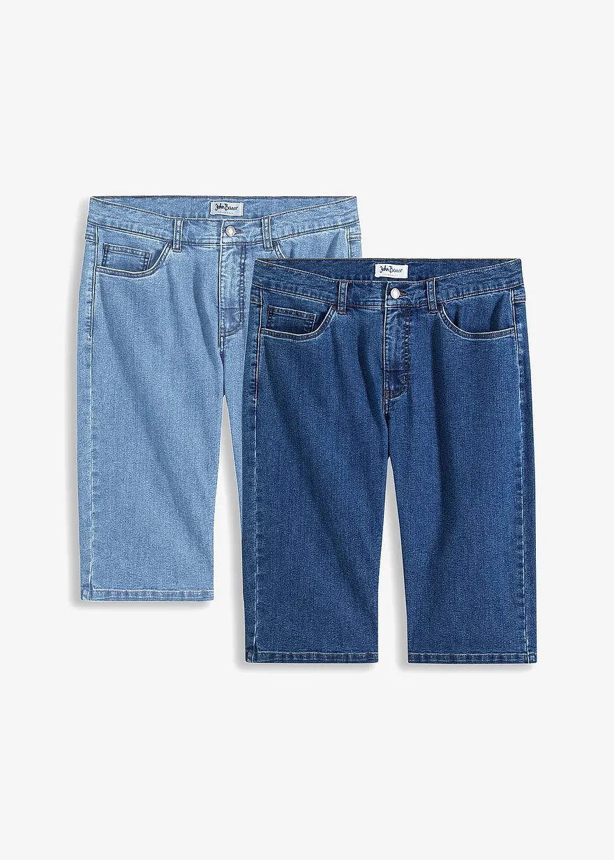 Long-Stretch-Jeans-Bermuda, Regular Fit (2er Pack)