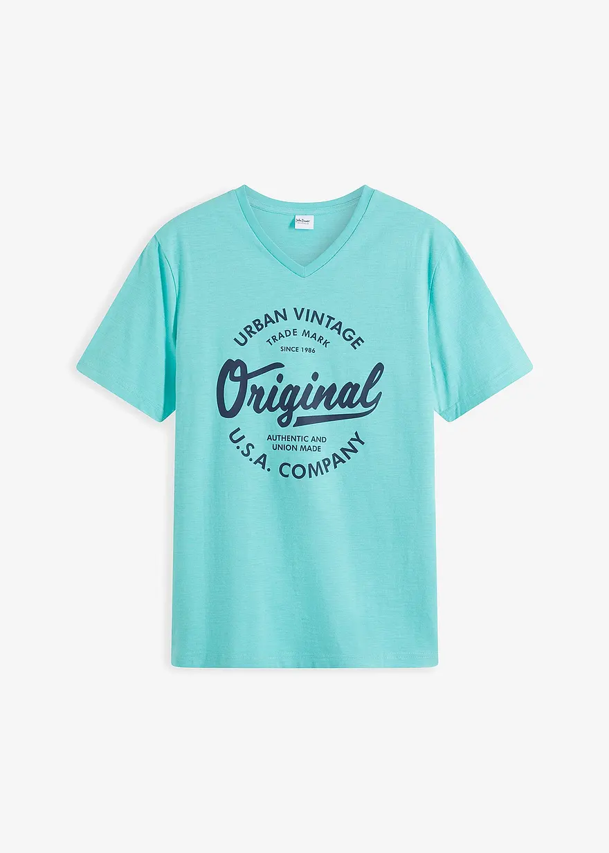 T-Shirt mit V-Ausschnitt aus reiner Baumwolle