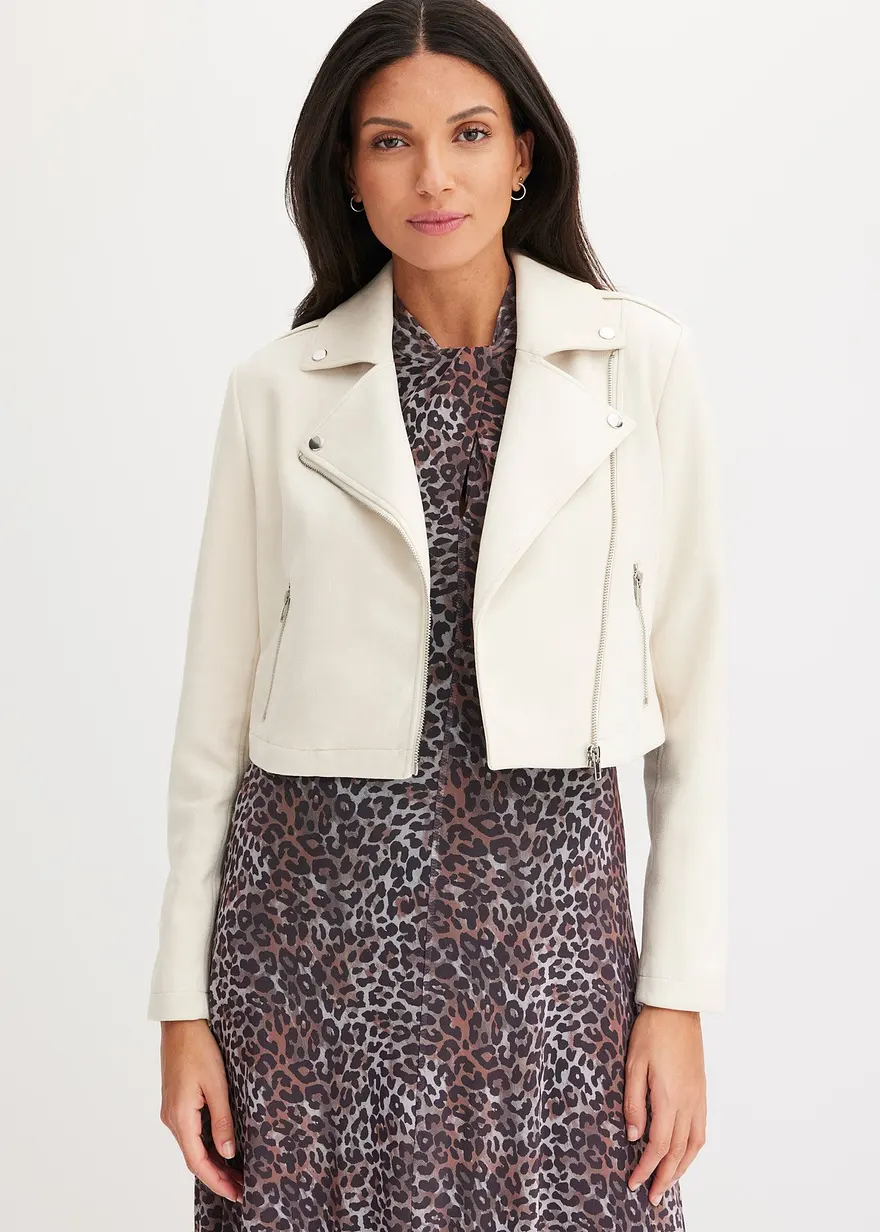 Cropped wildlederimitat Jacke