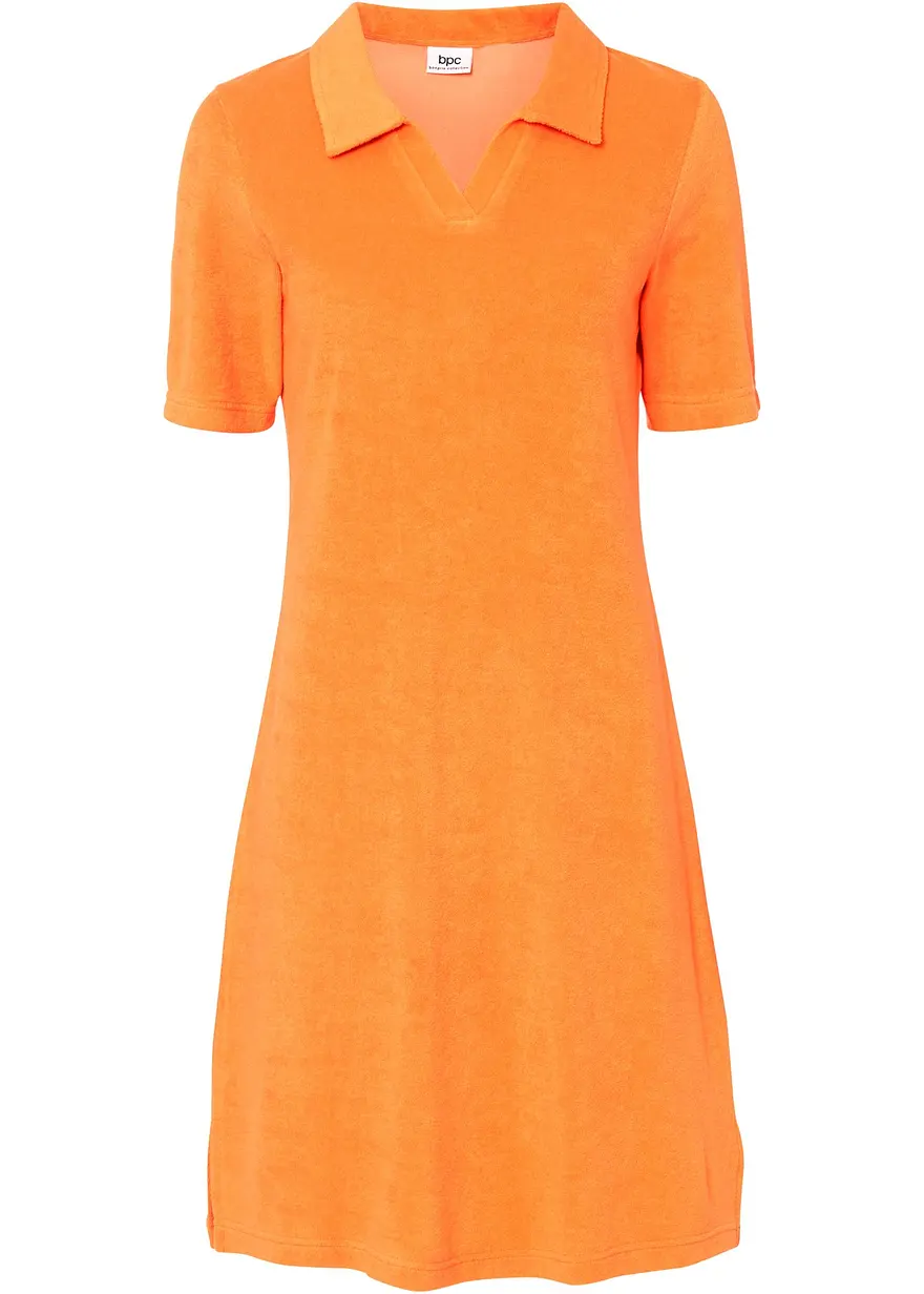Knieumspielendes Frottee-Kleid mit Polokragen