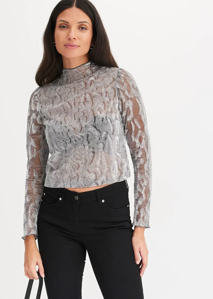 Langarmshirt mit Glitzerdetail