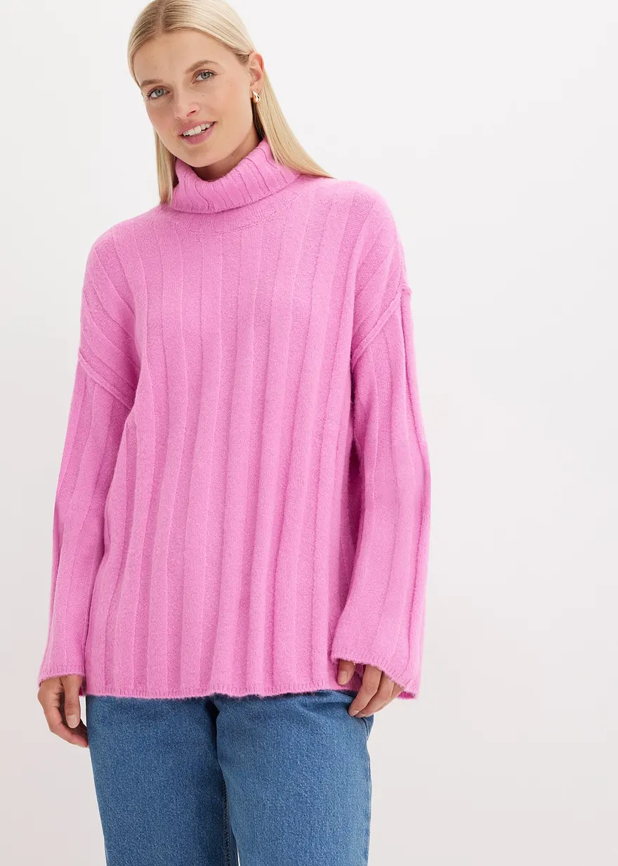 Gerippter Rollkragenpullover