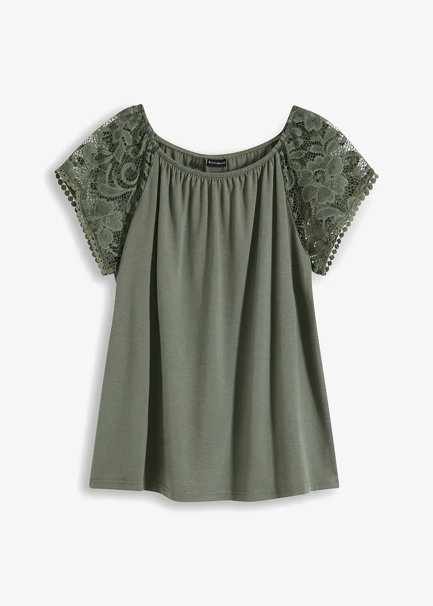 Shirt mit Spitzenärmeln