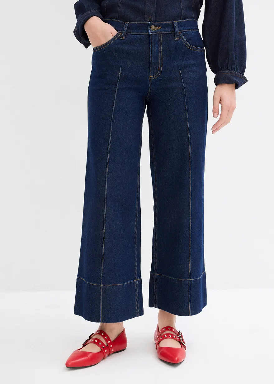 Wide Leg Jeans Mid Waist, cropped