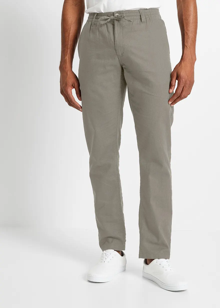 Regular Fit Chinohose mit Leinen, Straight