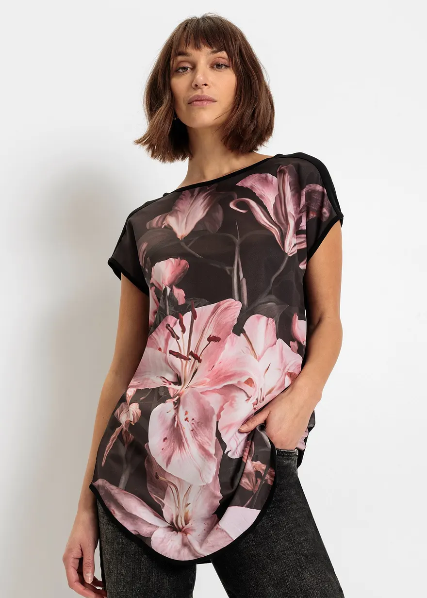 Bedrucktes Shirt aus softem Viskose-Mix
