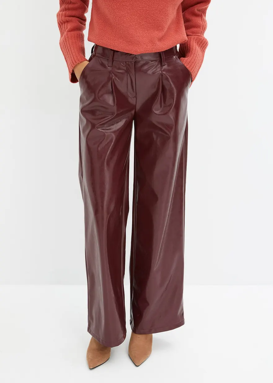 Lederimitat-Hose mit weitem Bein