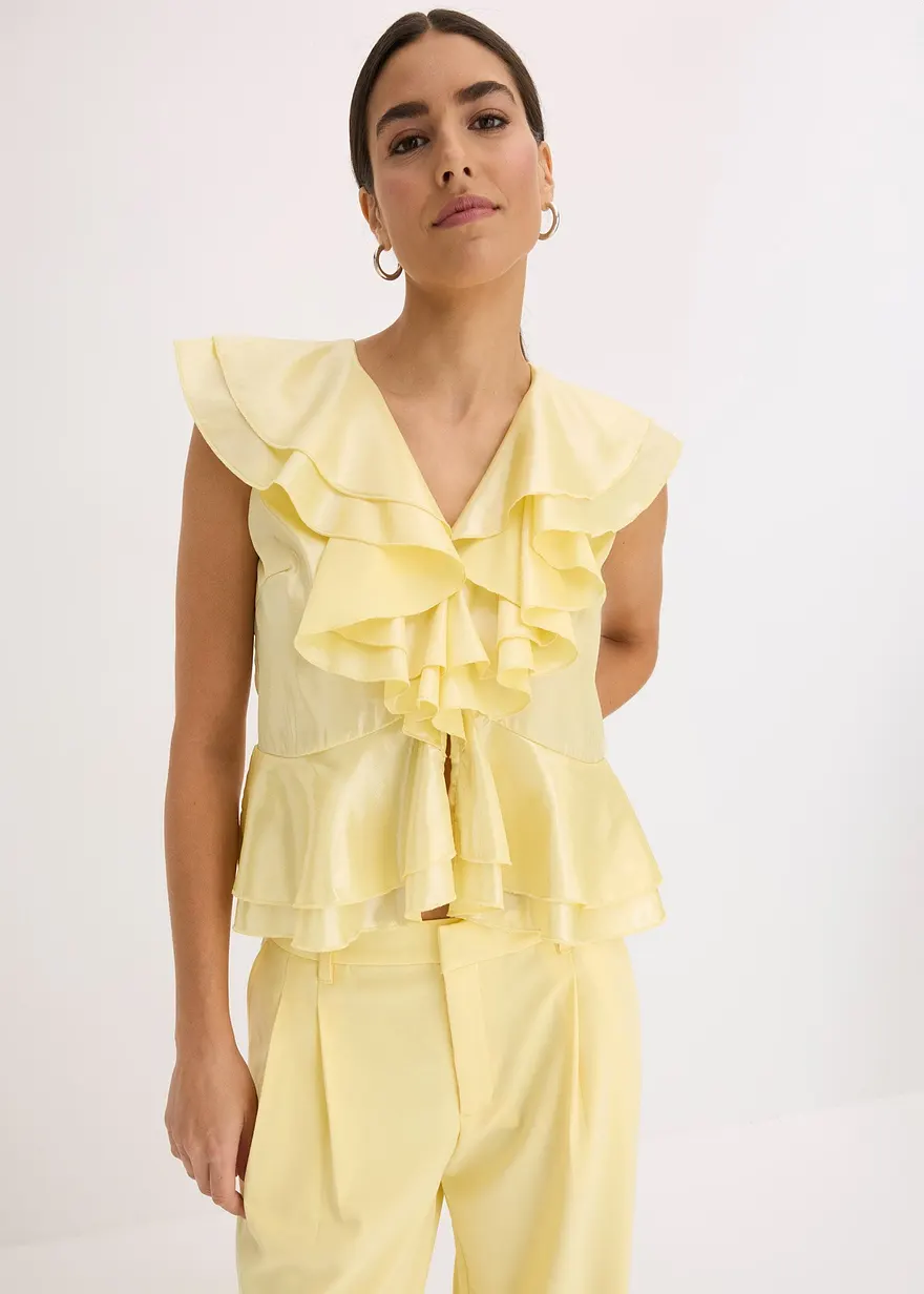 Glänzende Bluse mit Volants