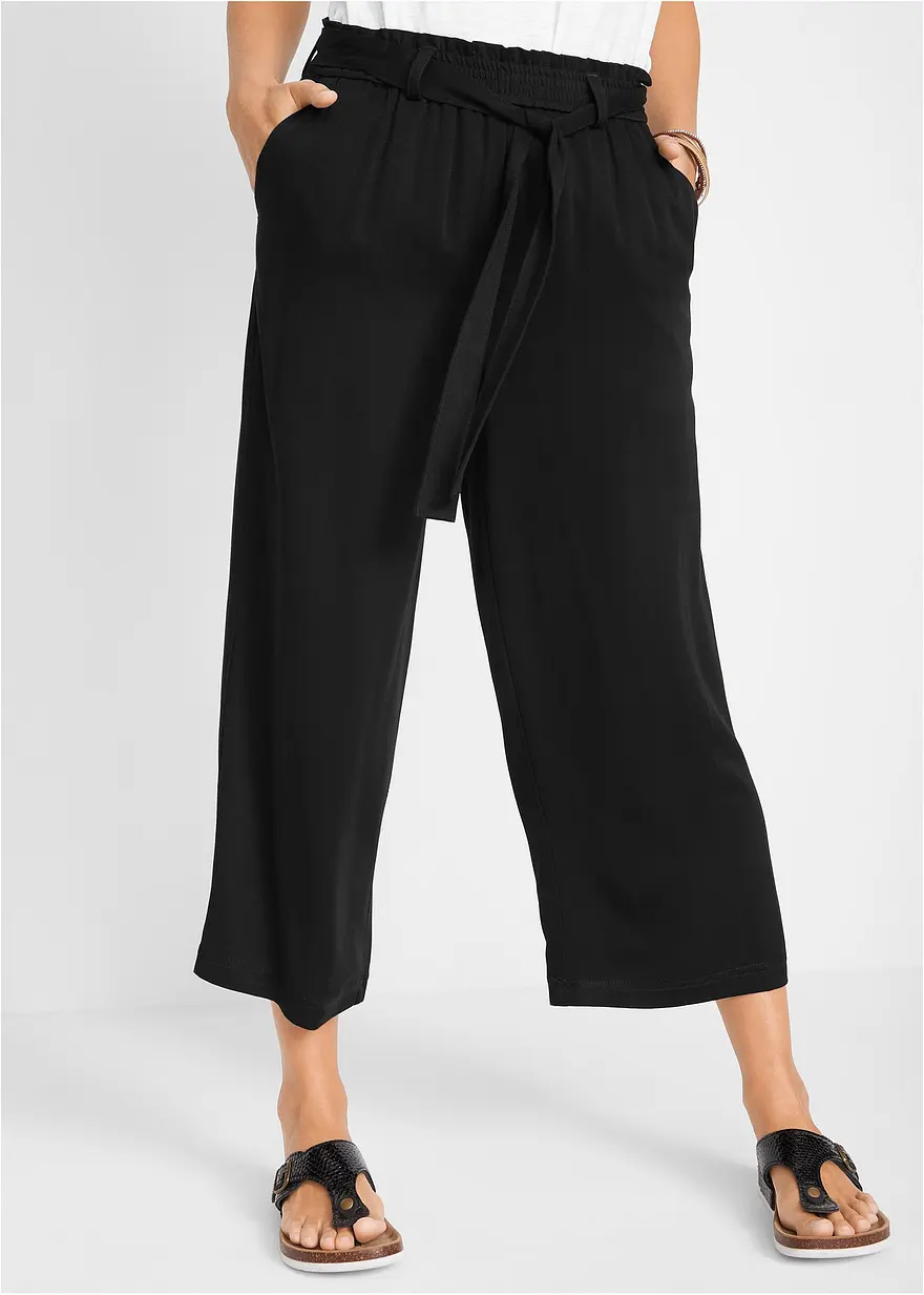 Viskose-Culotte mit Bindegürtel