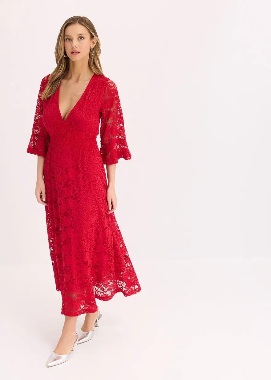 Spitzenkleid mit Volants