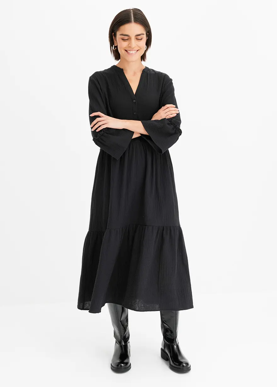 Maxikleid aus weichem Musselin
