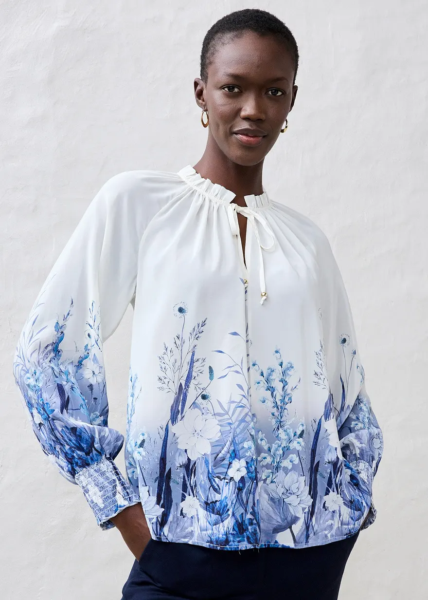 Bluse mit Seidenanteil