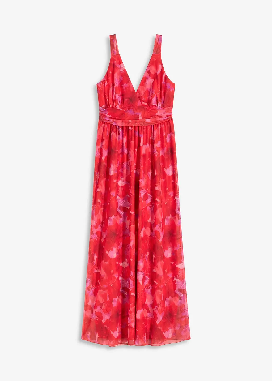 bedrucktes Maxikleid aus softem Mesh