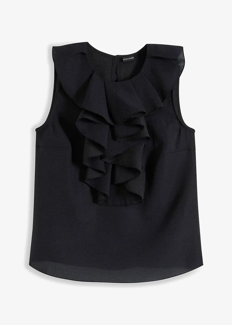 ärmellose Bluse mit Rüschen