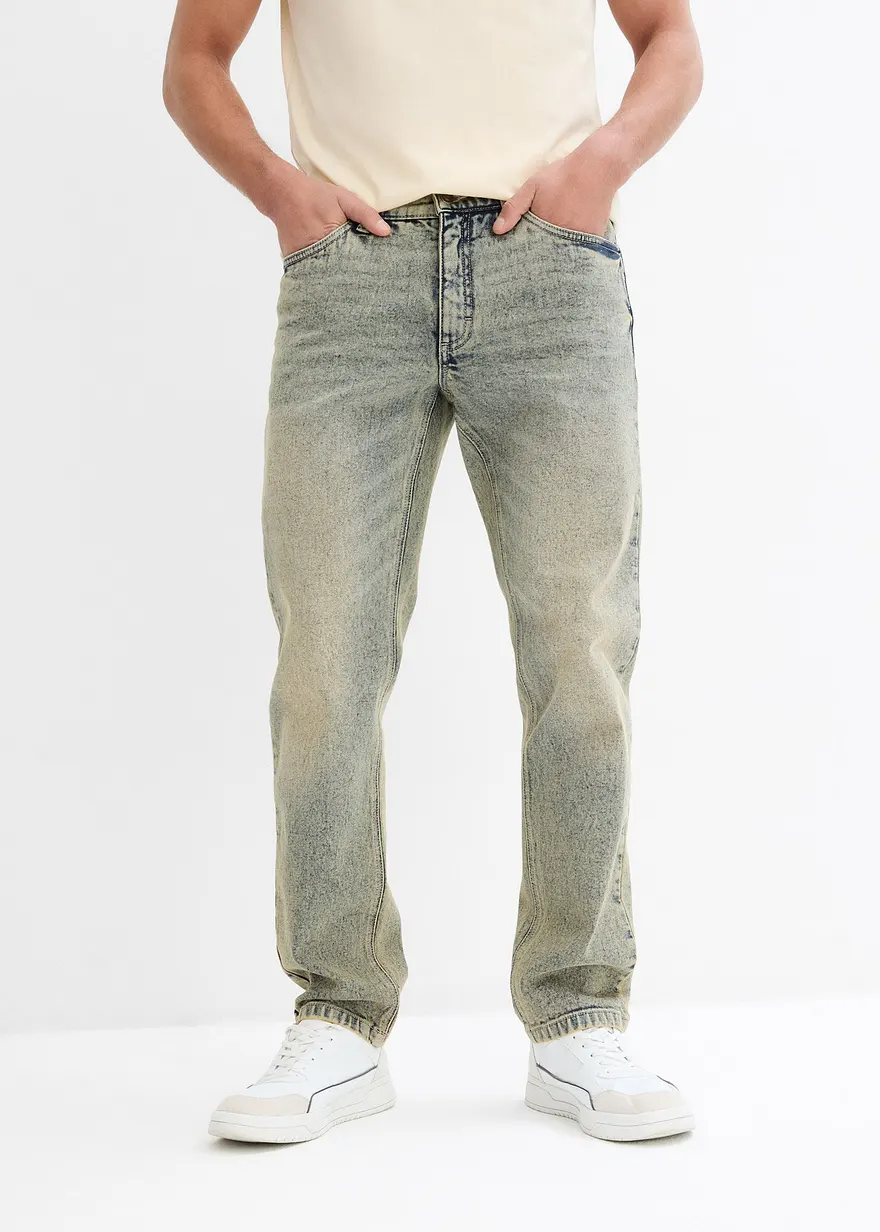 Regular Fit Stretch-Jeans aus schwerem, robustem Denim, Straight