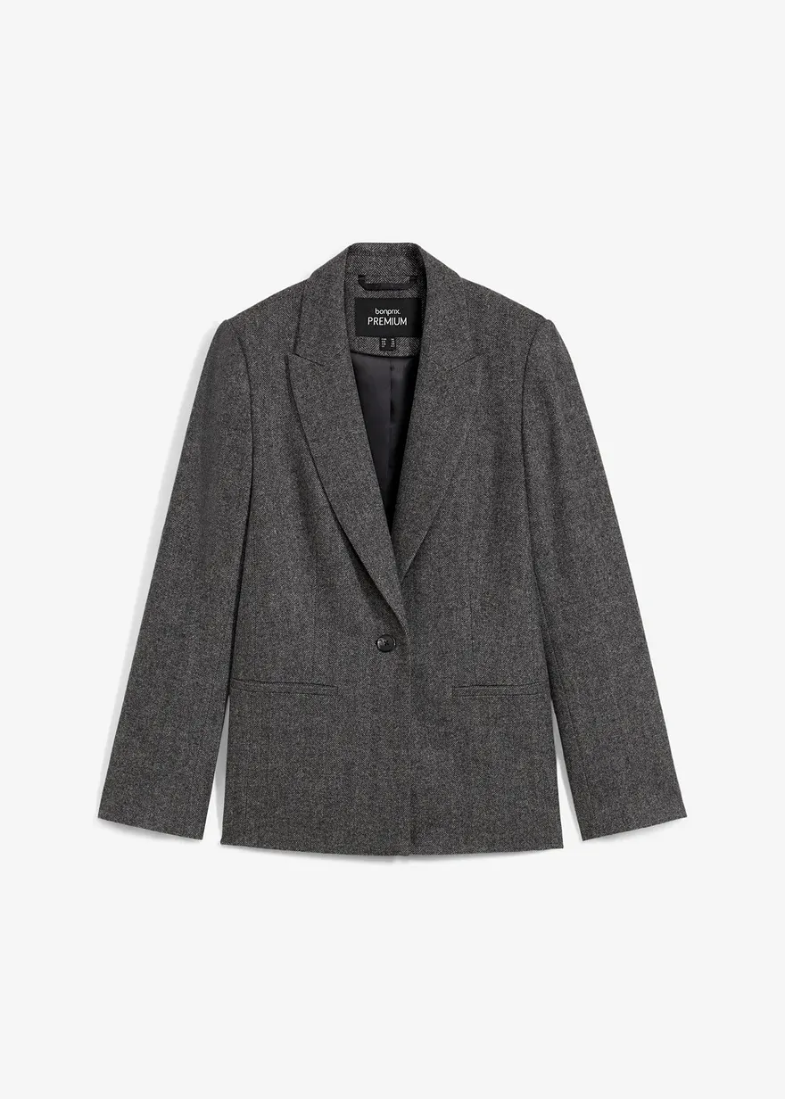 Wollblazer mit Fischgratmuster