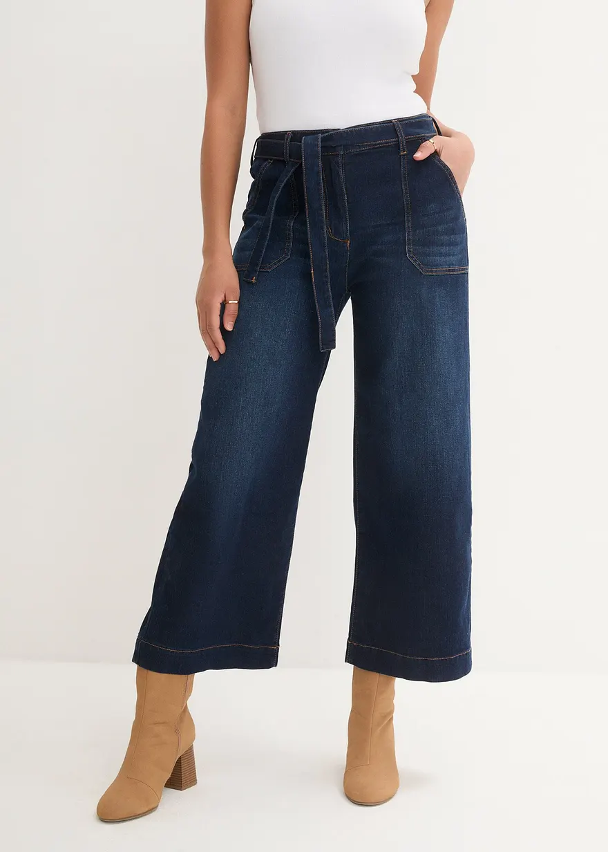 Wide-Leg-Jeans High Waist, Bequembund cropped