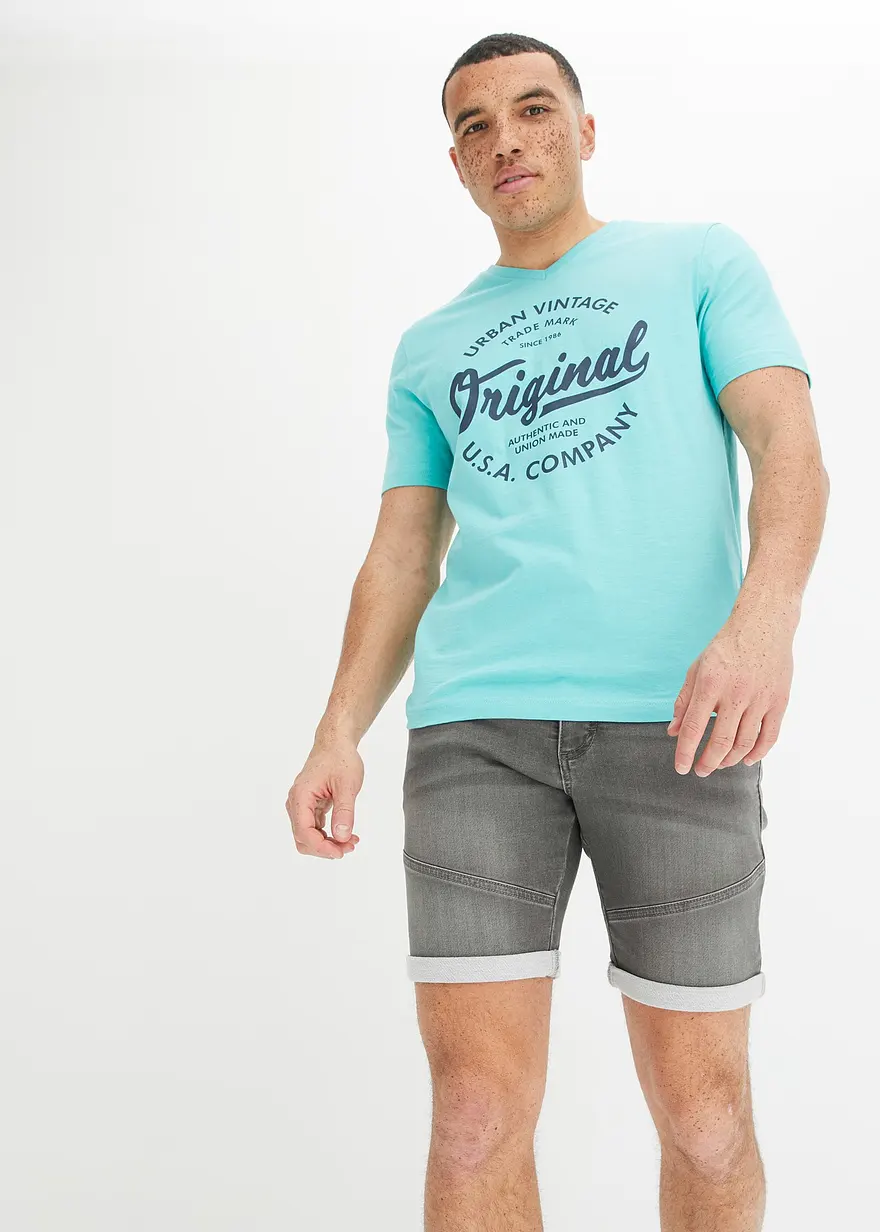 T-Shirt mit V-Ausschnitt aus reiner Baumwolle