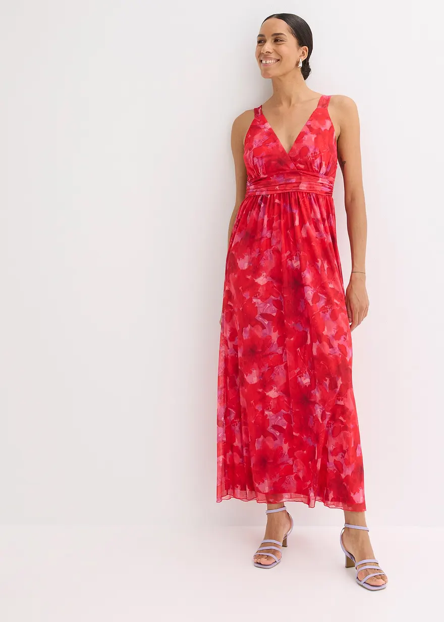 bedrucktes Maxikleid aus softem Mesh