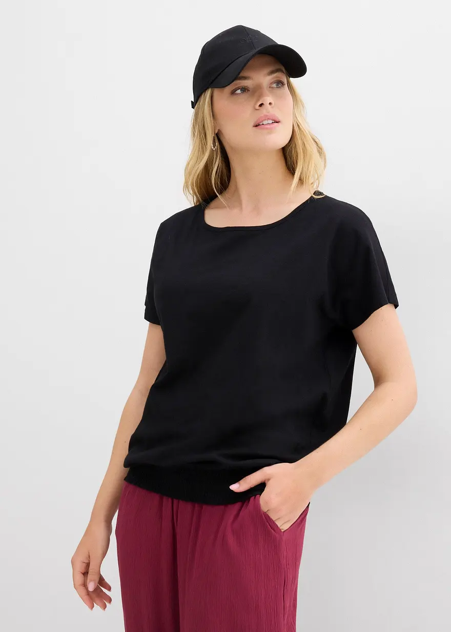 Flammgarn-Shirt aus Bio-Baumwolle mit Smockbund